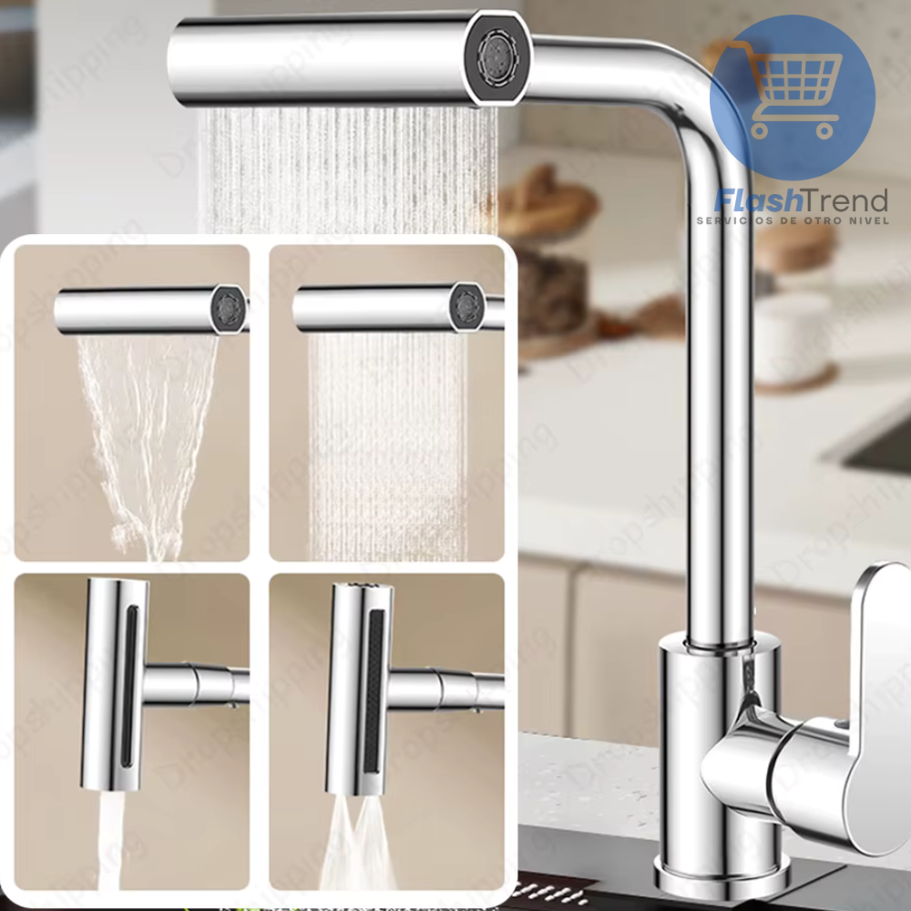 FlowMax™: Grifo De Cocina De Cascada Con 4 Modos de Uso✨