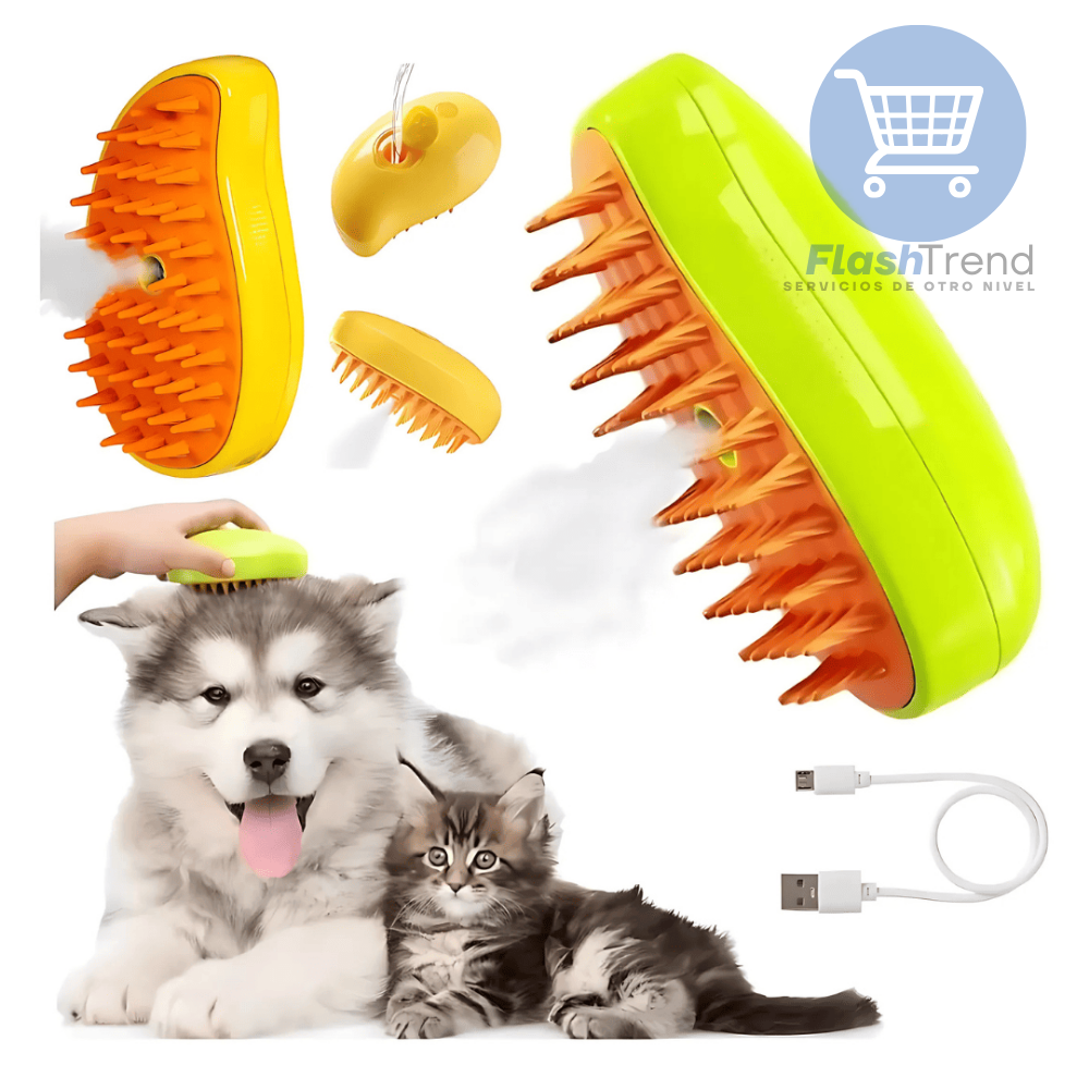 🐾 FurSteam™ Cepillo Vapor Multifuncional Mascota🔥
